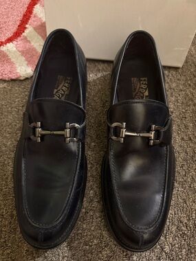 Salvatore Ferragamo Black Leather Horsebit Loafers